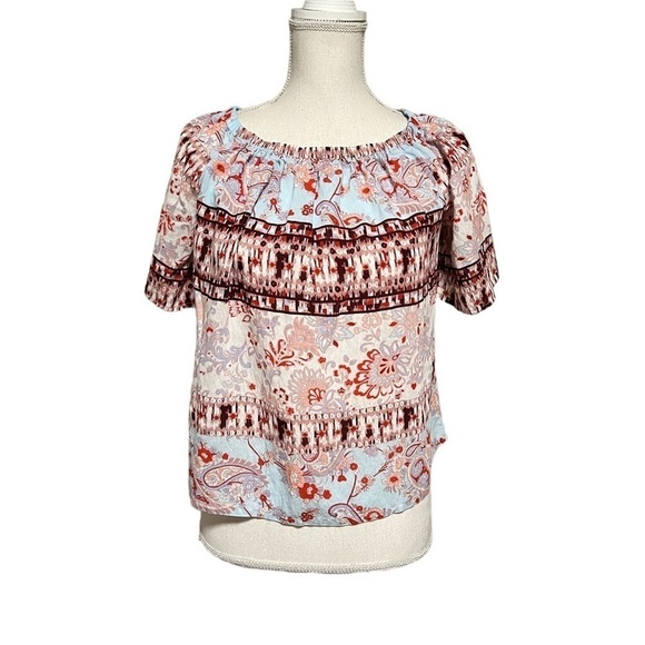 EASEL WOMENS PRETTY SHORT SLEEVE FLOWY, LIGHTWEIGHT TOP SIZE SMALL - Picture 1 of 10